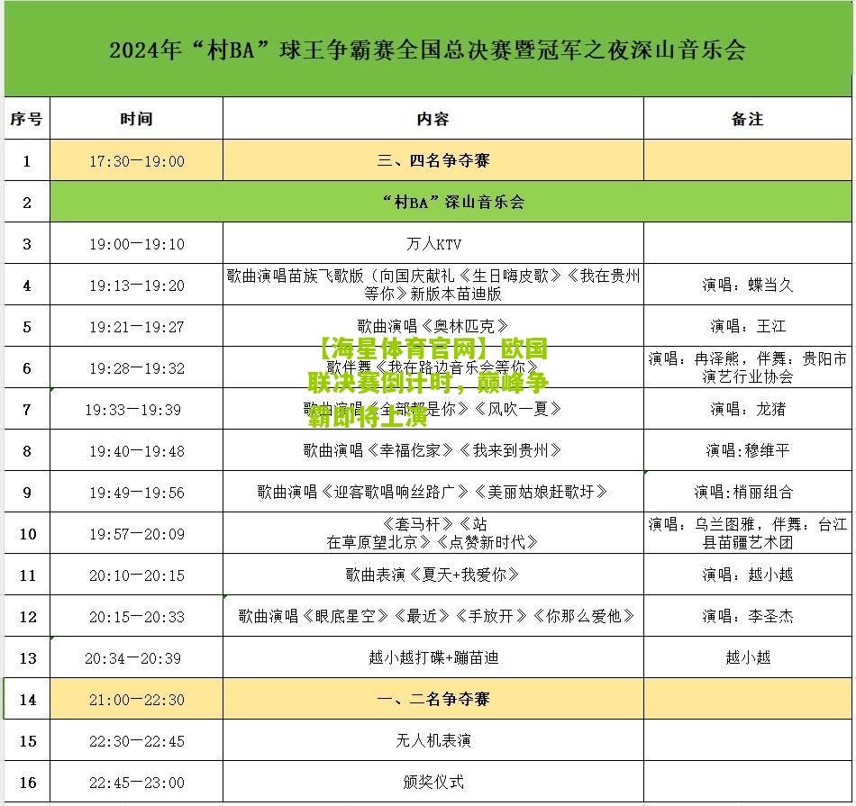 【海星体育官网】欧国联决赛倒计时，巅峰争霸即将上演